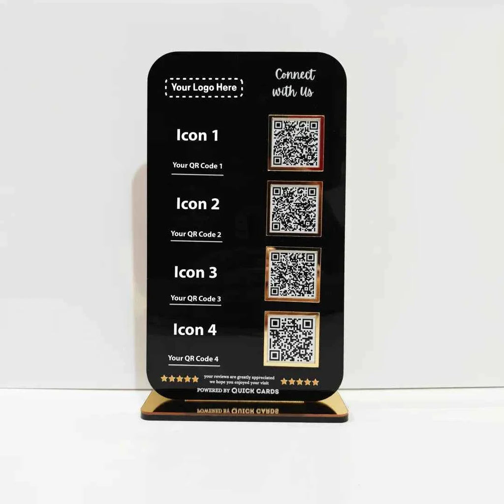 4 QR Premium Black Finish Smart Digital Stand