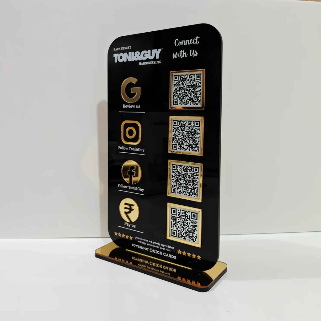 4 QR Premium Black Finish Smart Digital Stand