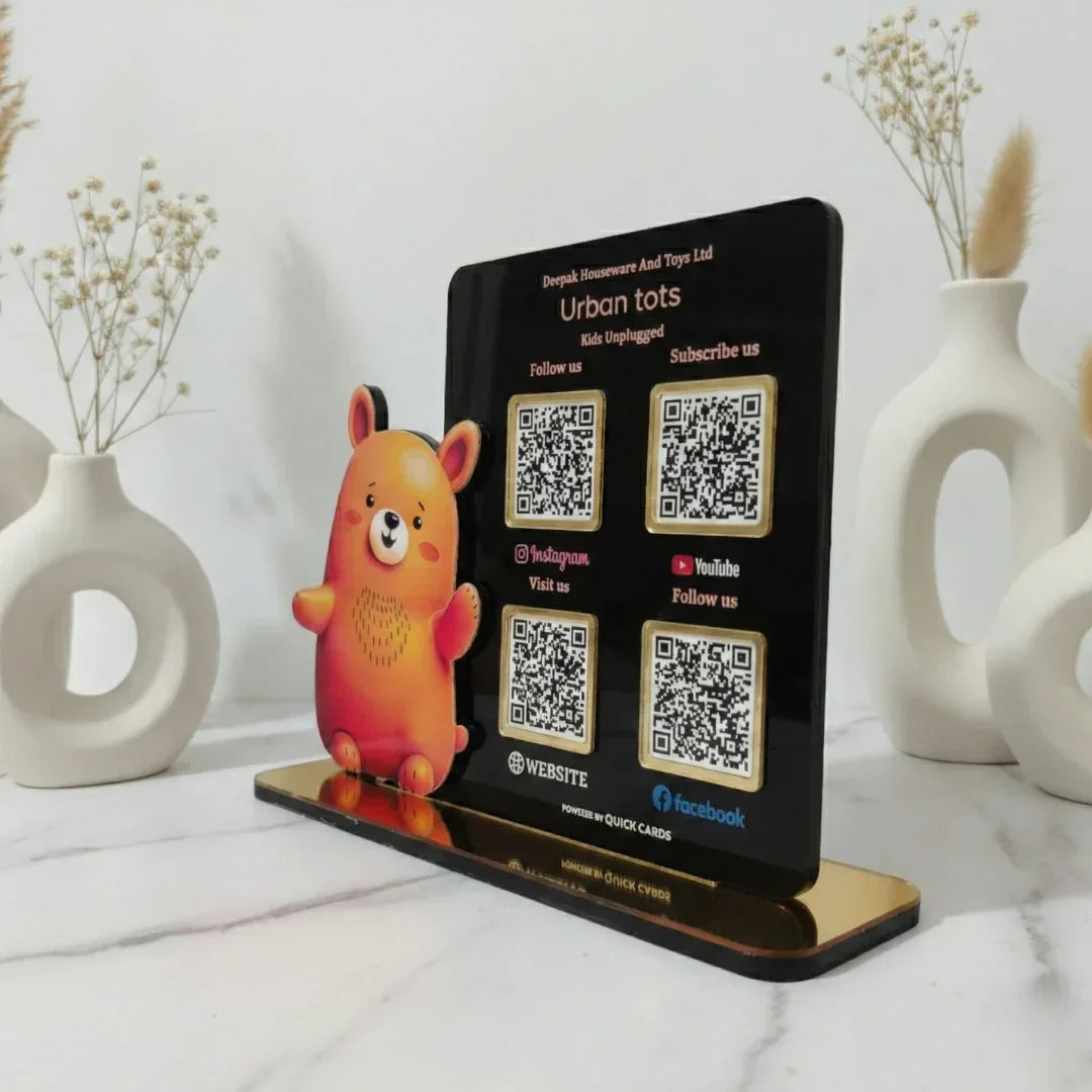 Custom Shape 4 QR Standee Black