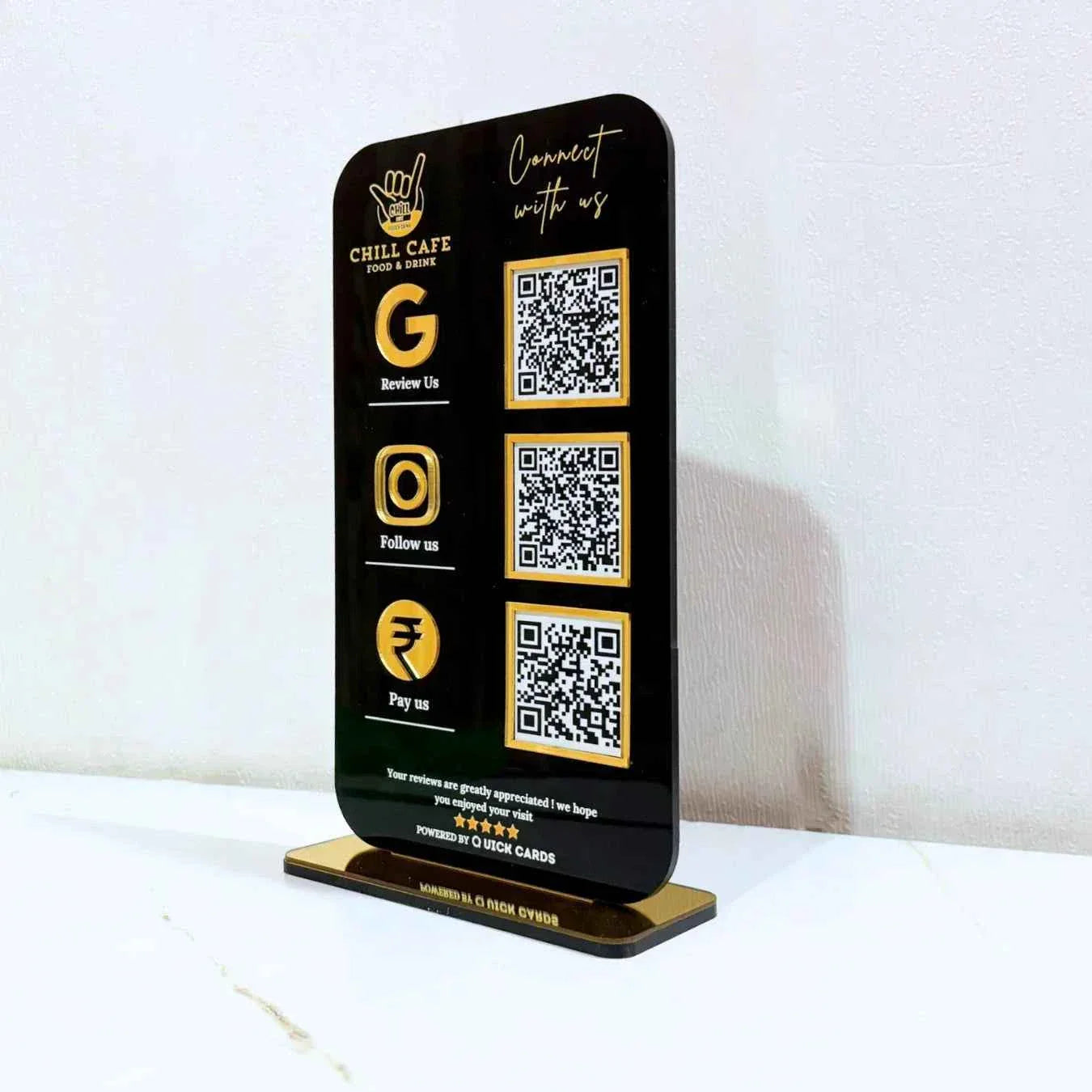 3 QR Vertical Black Standee