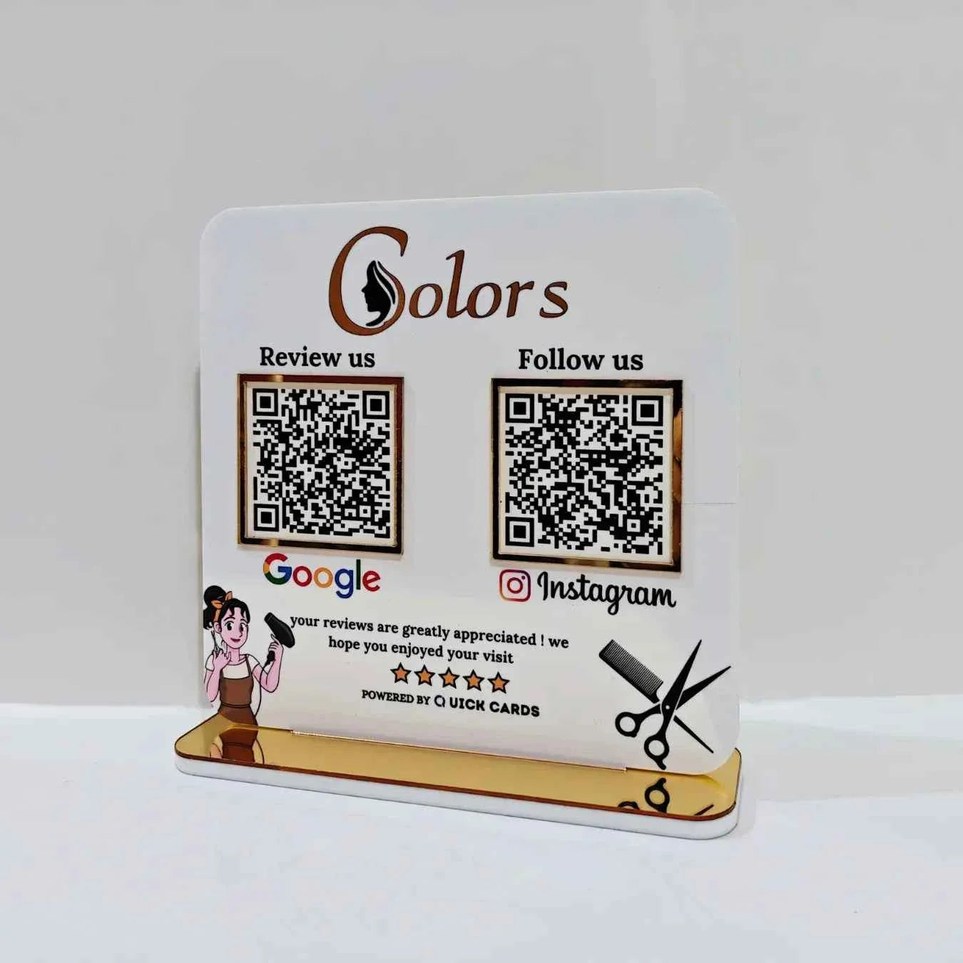QR Code Acrylic Standee in Elegant White Acrylic