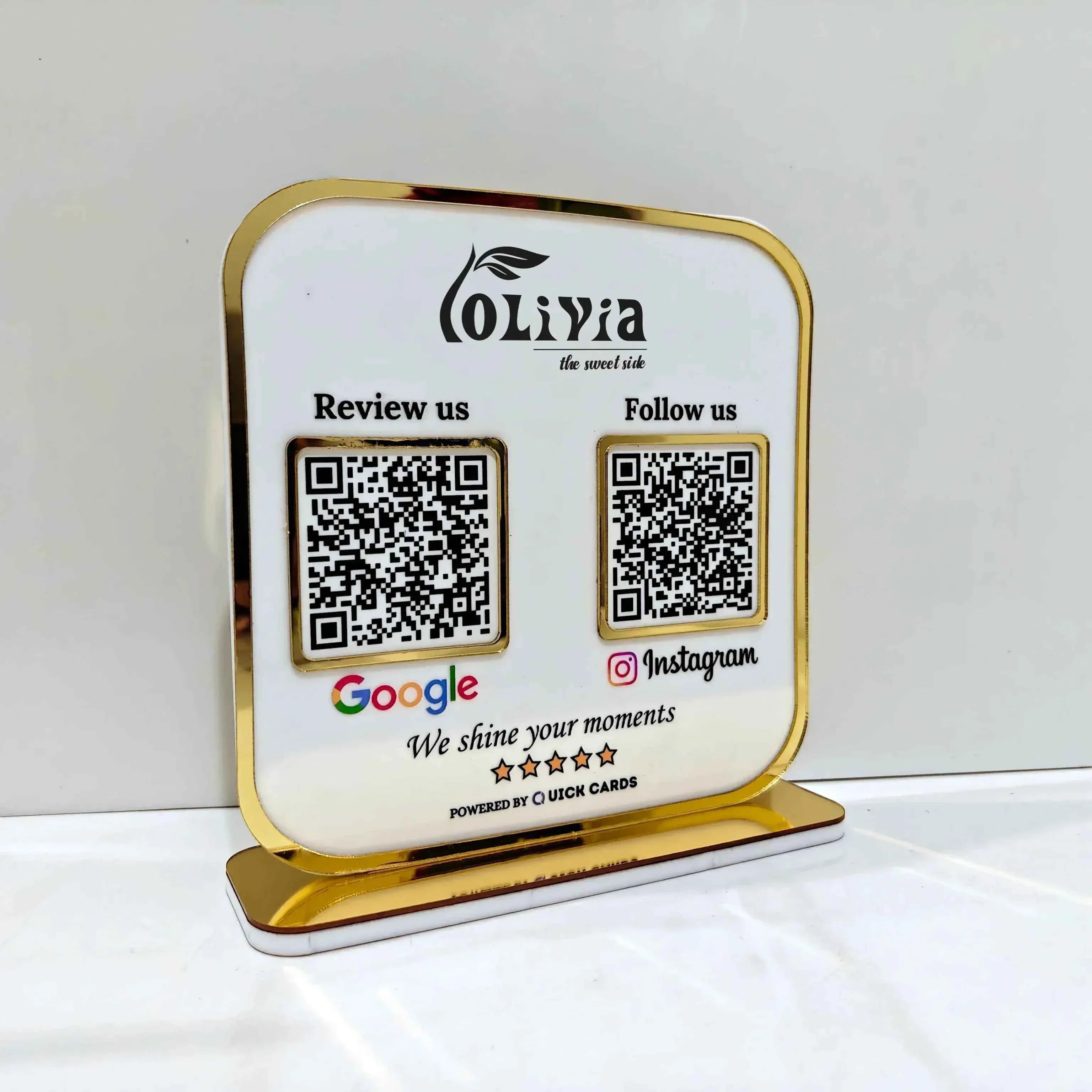 Premium 2 QR  Stand with Golden border