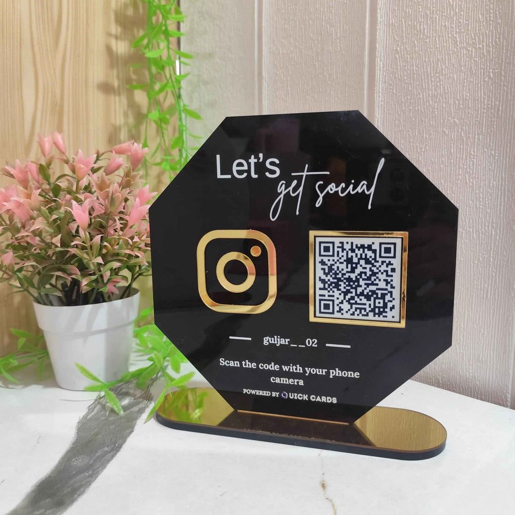 Hexagon Shape 1 QR Instagram, Google, Payment Custom Stand