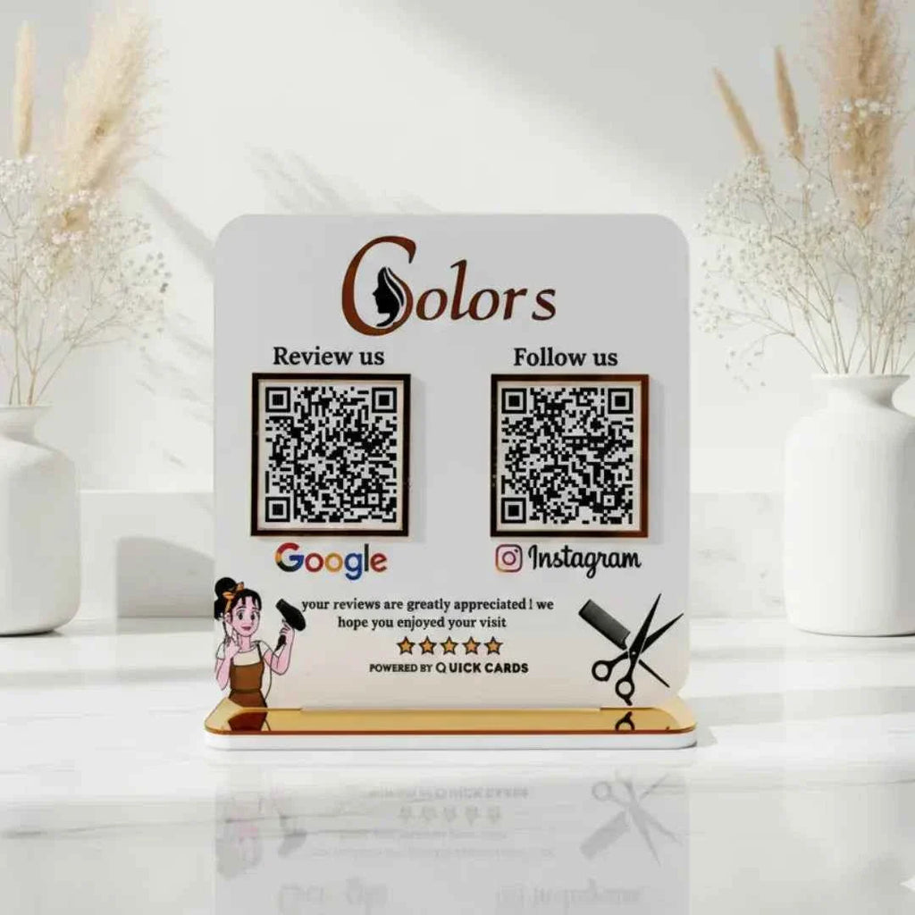 QR Code Acrylic Standee in Elegant White Acrylic