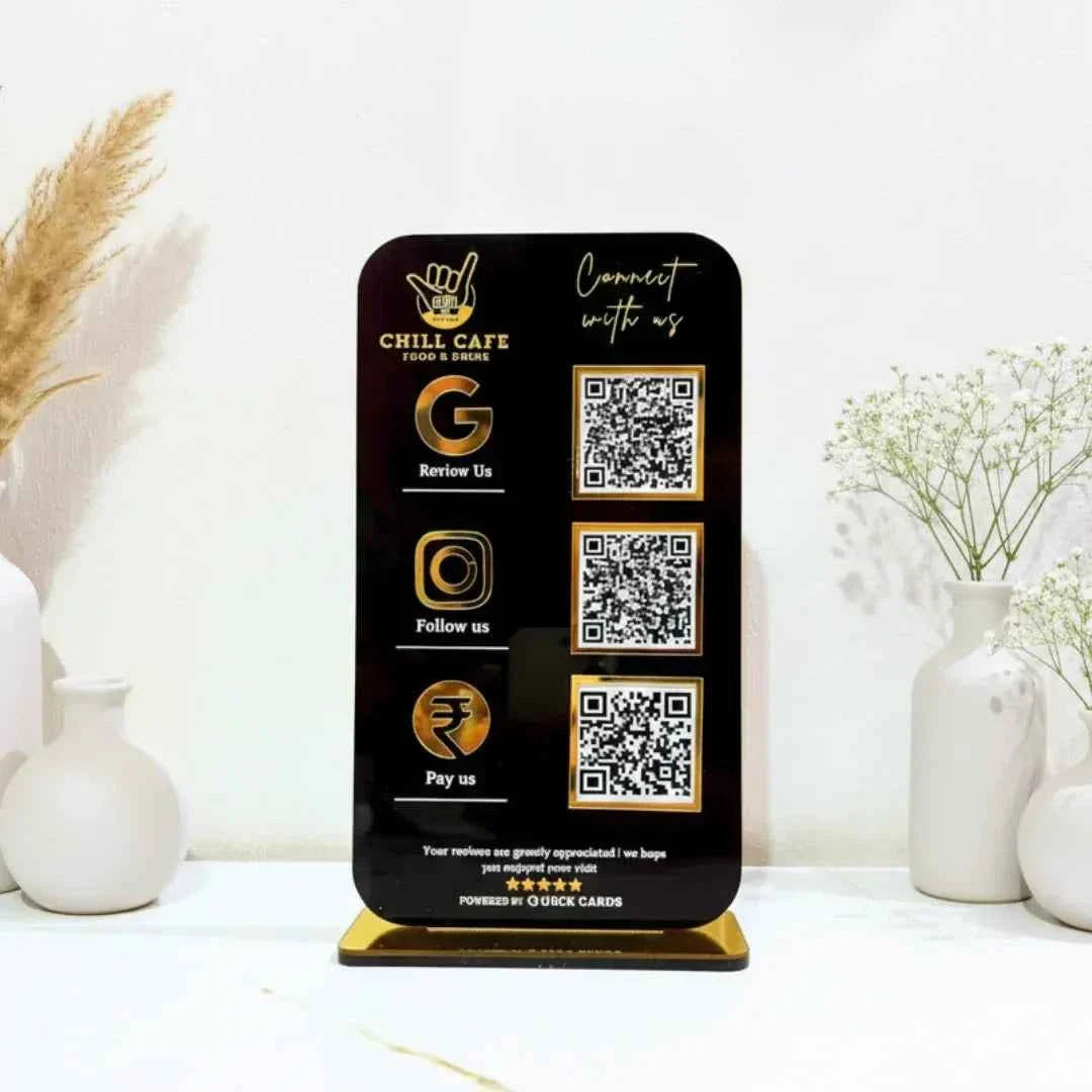 3 QR Vertical Black Standee