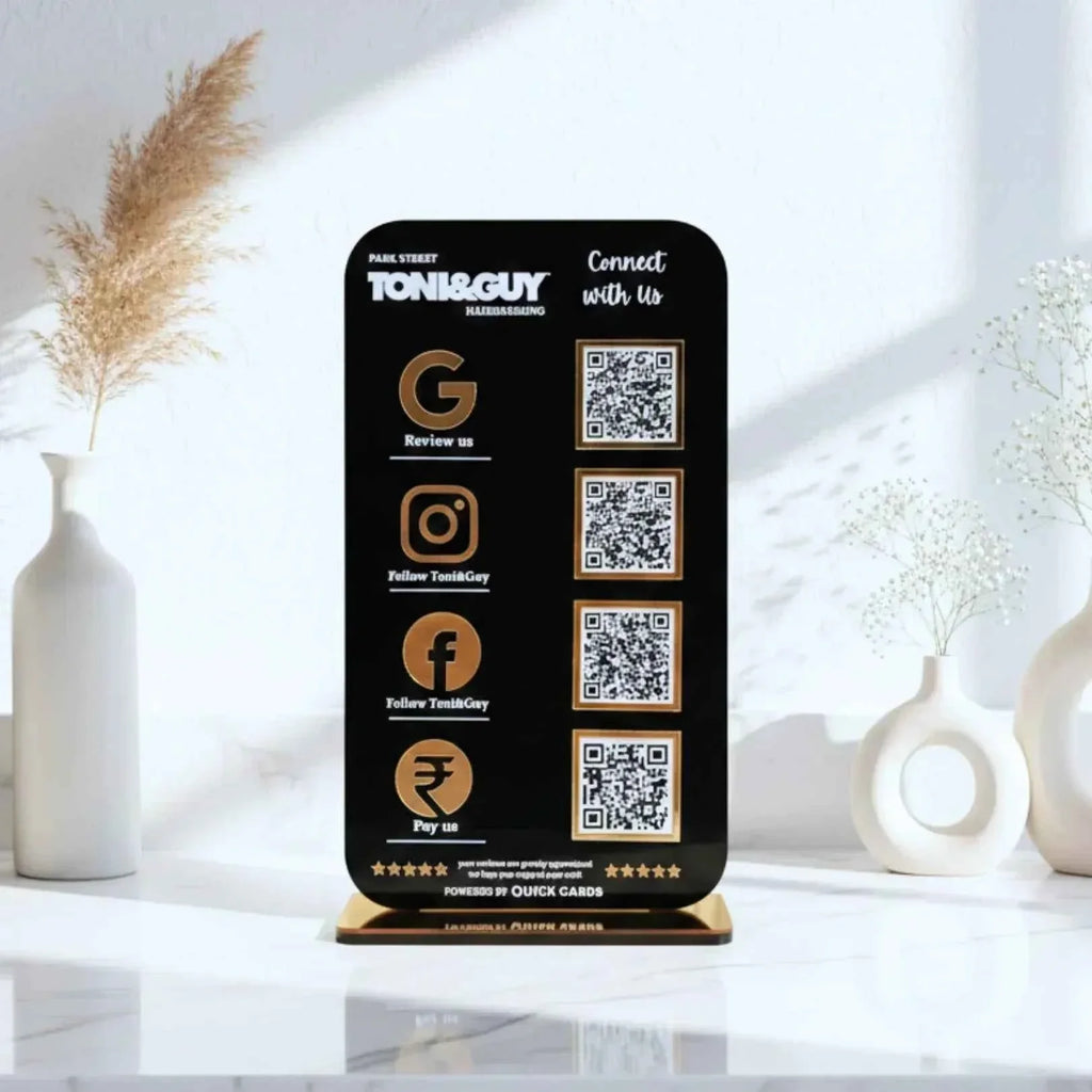 4 QR Premium Black Finish Smart Digital Stand
