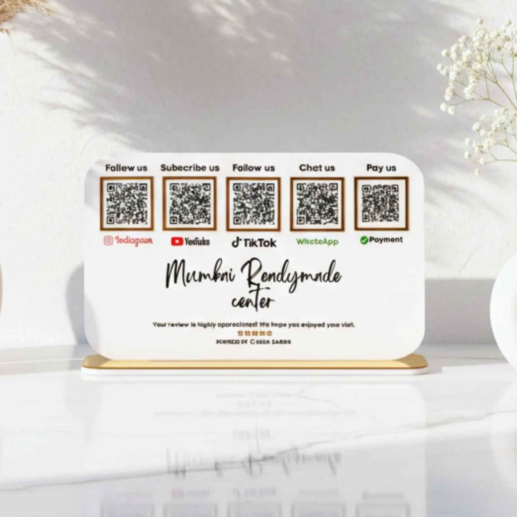 5 QR Horizontal White Digital Stand