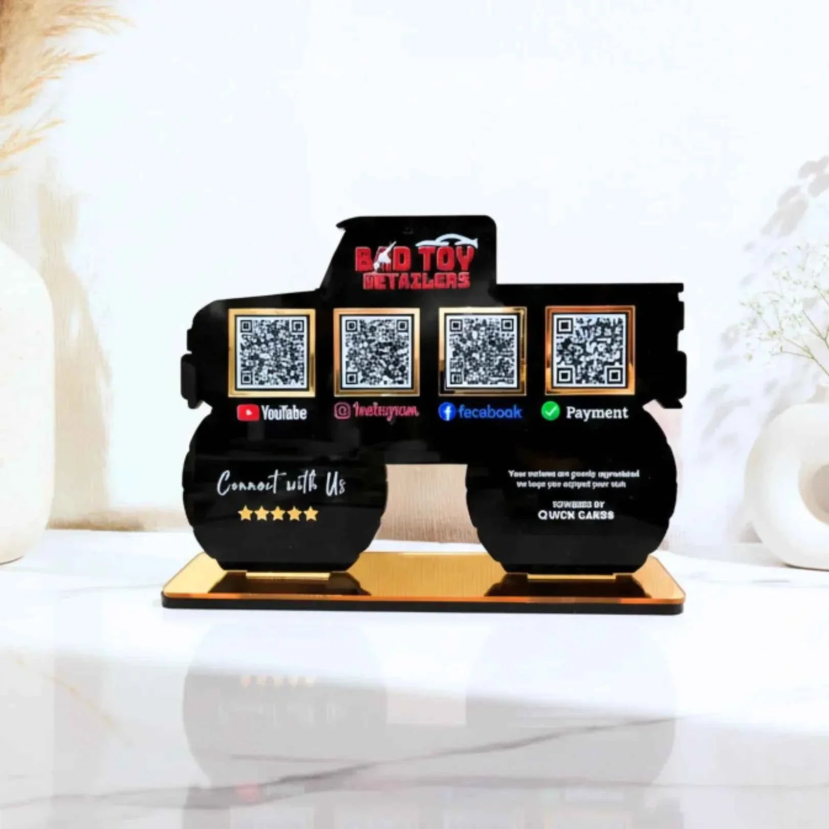 4 QR Premium Black Car shape Standee