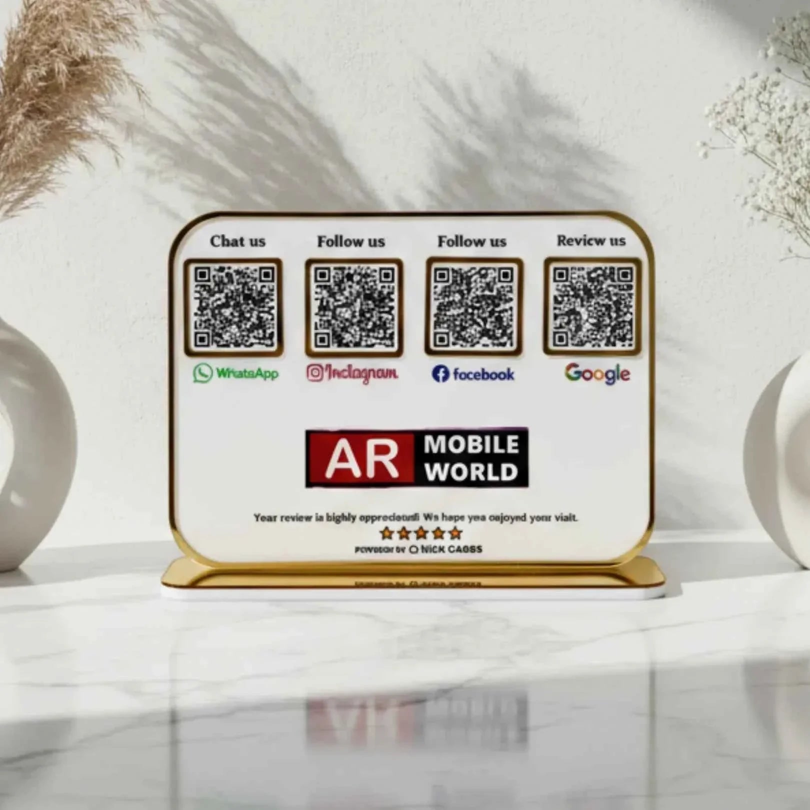 4 QR premium white Standee